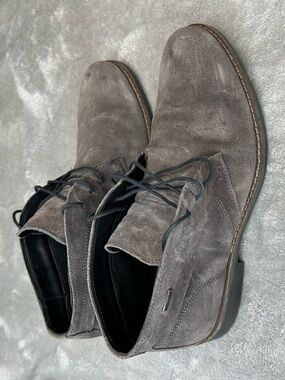 Nordstrom Mens Shop Suede Lace Up Grayson Ankle Boots Gray Size 10.5 US or 44 EU